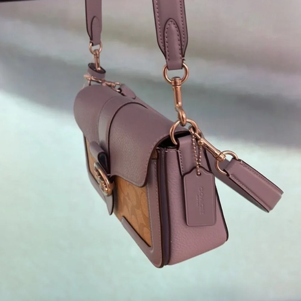 Coach Georgie Shoulder Bag In Signature Canvas Light Khaki / Marble Blue - Picture 4 of 16